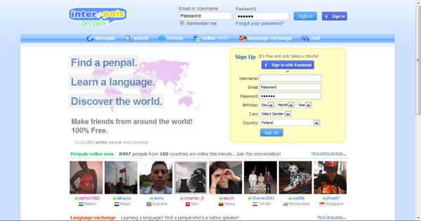 interpals site para falar ingles