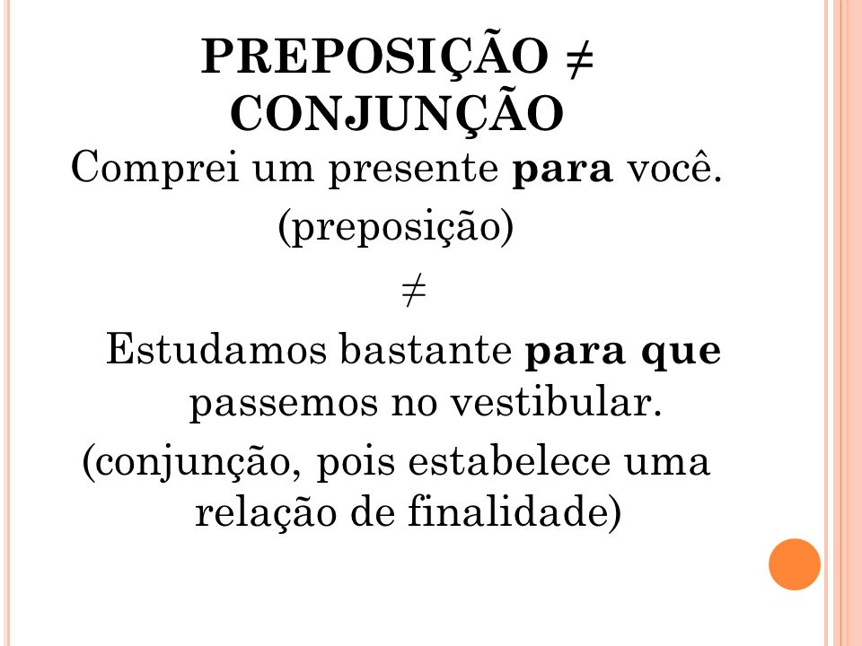 conjunção e preposição