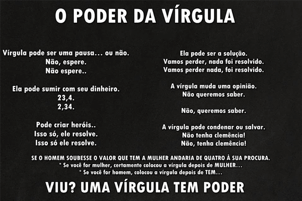 o poder da vírgula