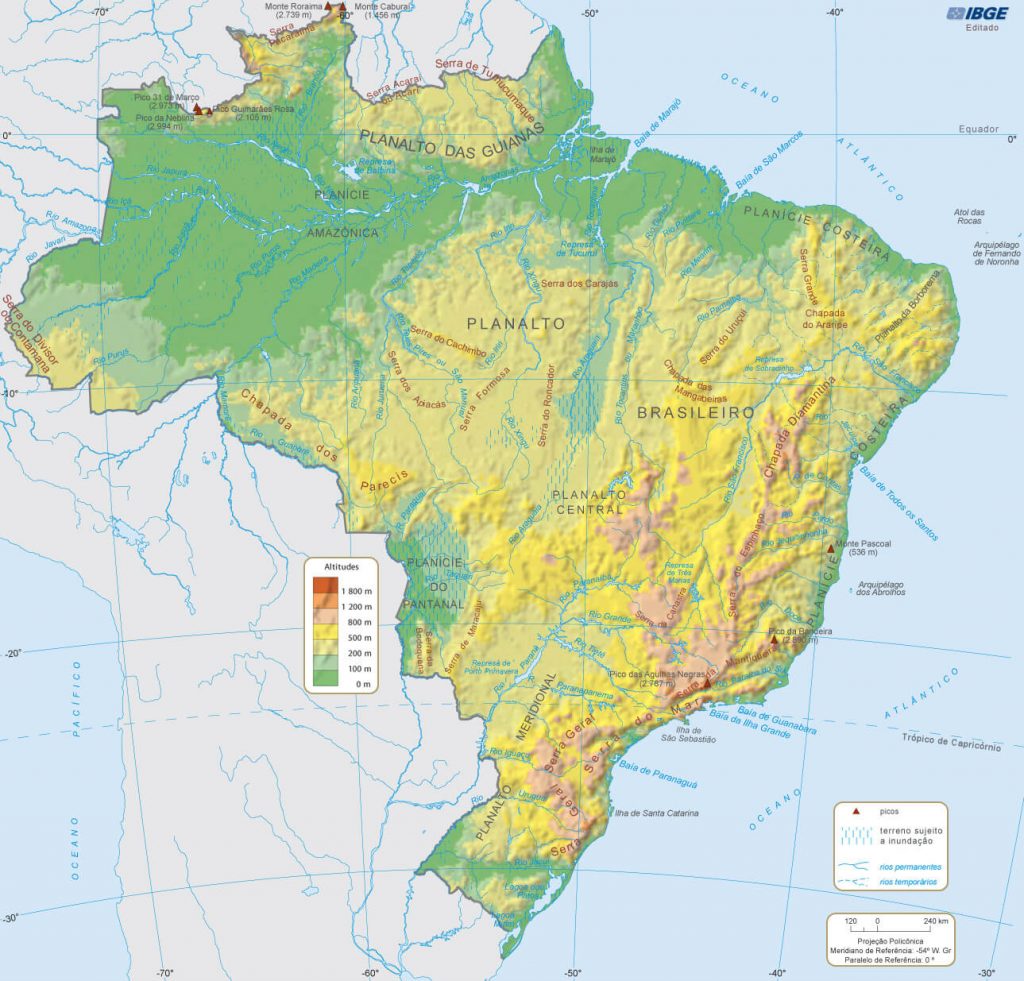 Mapa Físico do Brasil