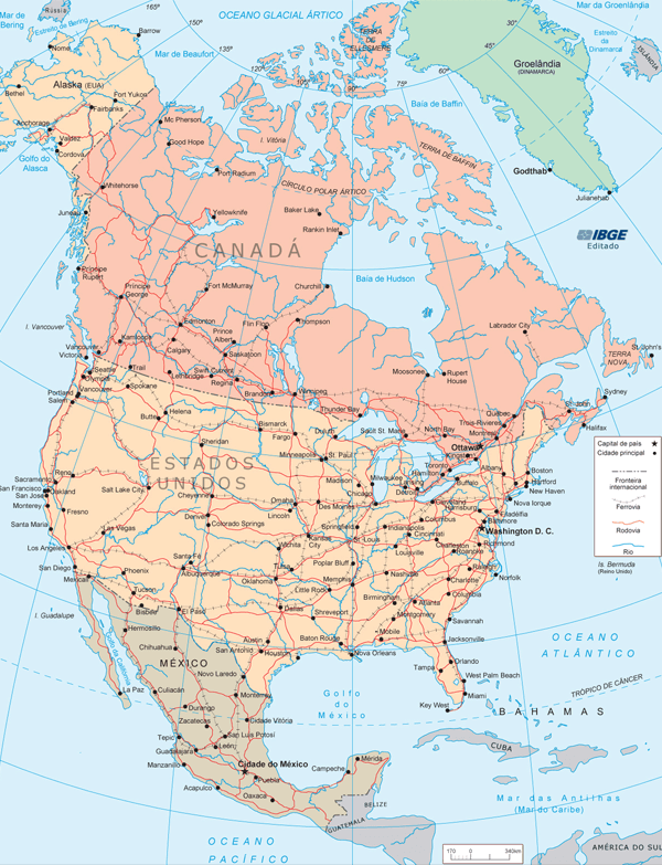 Mapa Múndi América do Norte