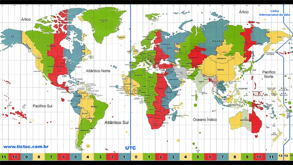 Mapa Múndi de Fuso Horários