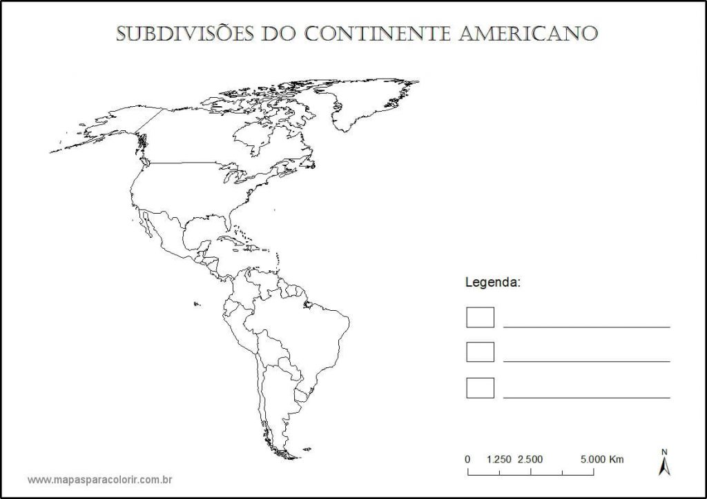 mapa colorir Américas