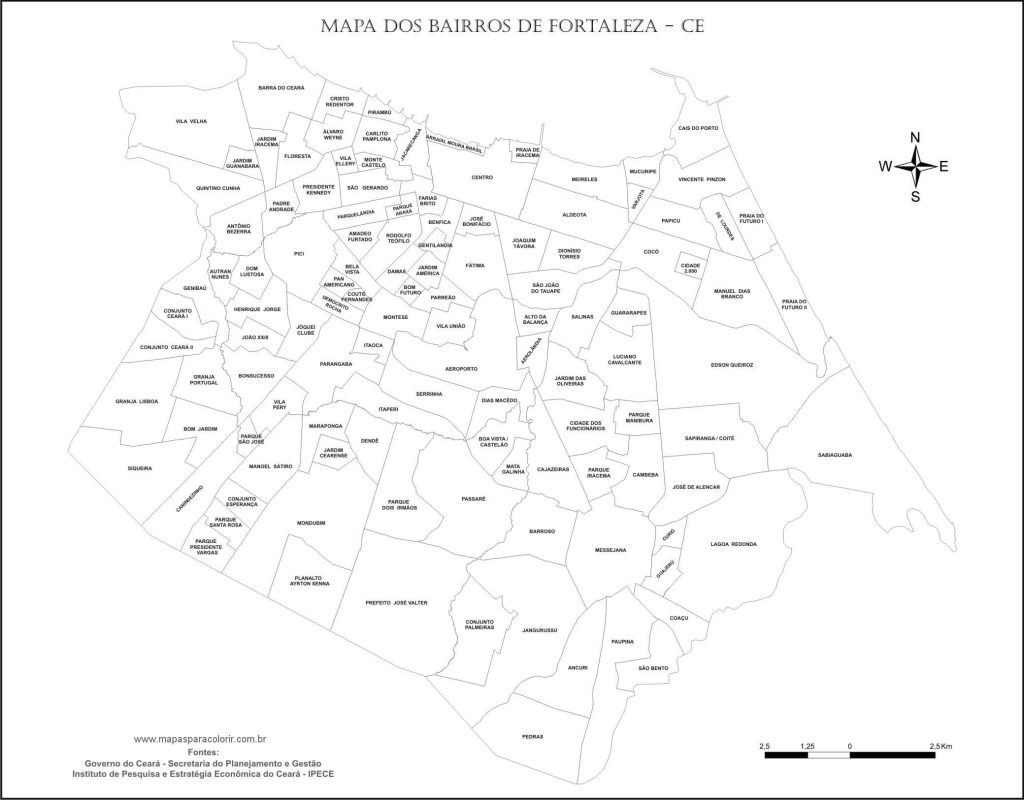 mapa colorir Fortaleza