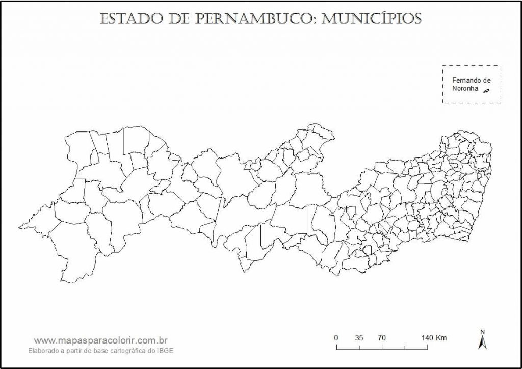 mapa colorir Pernambuco