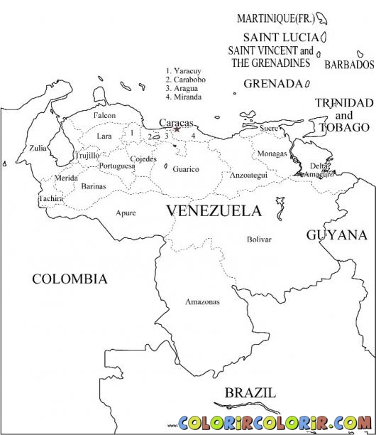 mapa colorir Venezuela