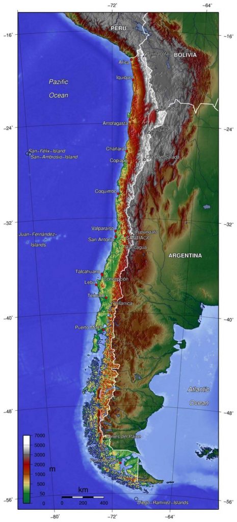 mapa físico Chile