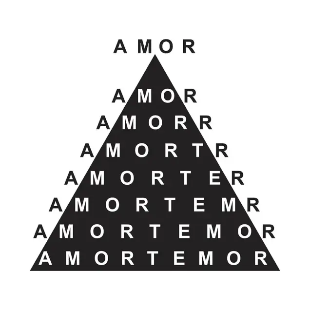 Poesia Concreta o que é, características, exemplos e mais (Imagem: Poema "Amortemor", 1970, de Augusto de Campos)