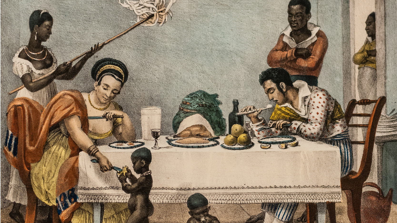 Pintura "Um jantar brasileiro", de Jean-Baptieste Debret, 1827 (Imagem: Common Creative License)